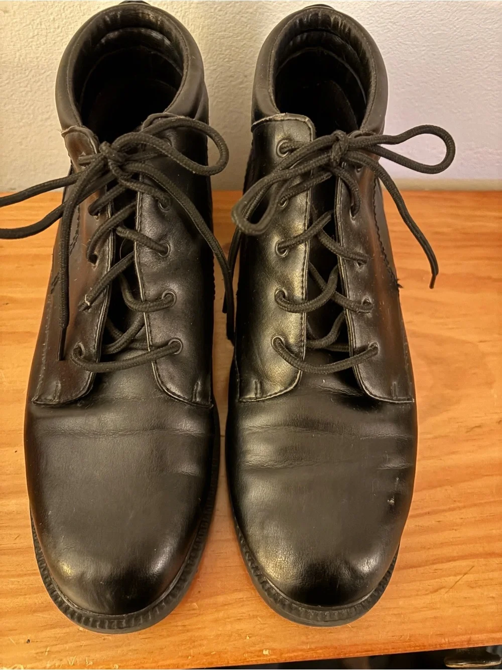 Black Lace-Up Leather Ankle Booties for Women